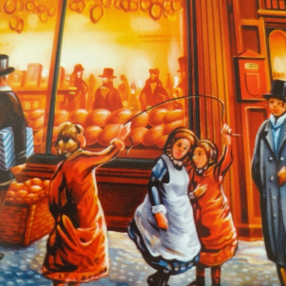 SOLD Jacobsen Bakery EMPTY cookietin featurescharming townscenewithgirls jumping - Picture 6 of 12